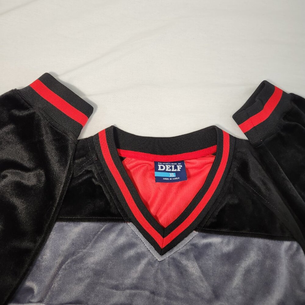 Y2K Vintage Spell Out "phila" Baseball Streetwear Velour Jersey Sweater Size XL. - Picture 10 of 16